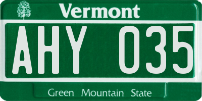 VT license plate AHY035