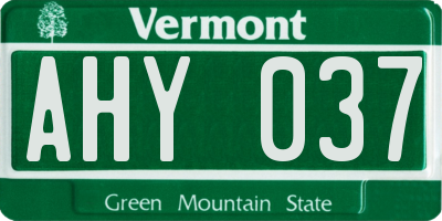 VT license plate AHY037
