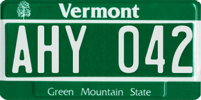 VT license plate AHY042