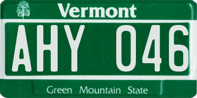 VT license plate AHY046