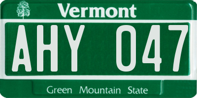 VT license plate AHY047