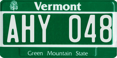 VT license plate AHY048