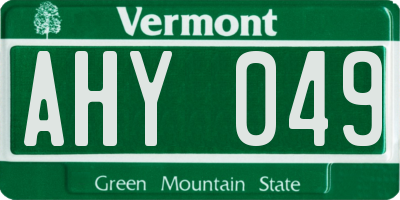 VT license plate AHY049