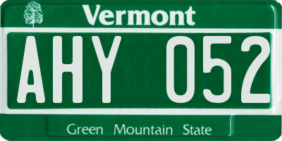VT license plate AHY052