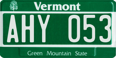VT license plate AHY053