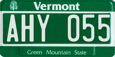 VT license plate AHY055