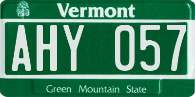 VT license plate AHY057
