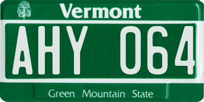 VT license plate AHY064