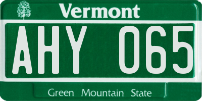 VT license plate AHY065