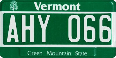 VT license plate AHY066