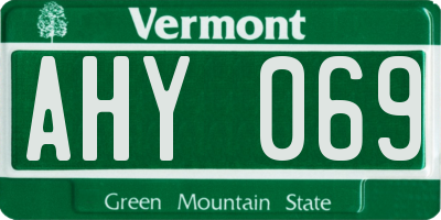 VT license plate AHY069