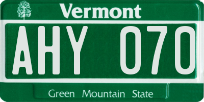 VT license plate AHY070