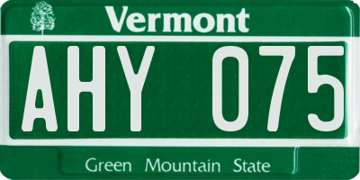 VT license plate AHY075