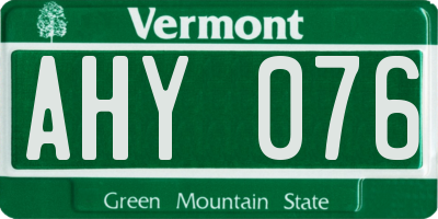 VT license plate AHY076