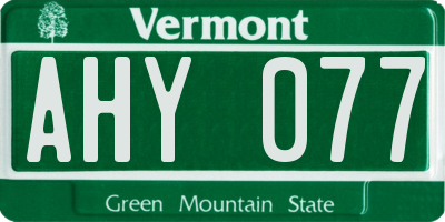 VT license plate AHY077