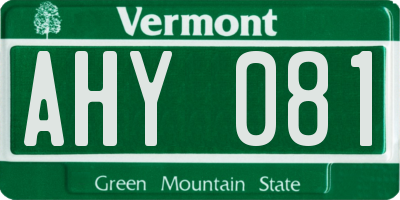 VT license plate AHY081