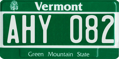 VT license plate AHY082