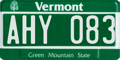 VT license plate AHY083