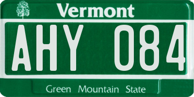 VT license plate AHY084