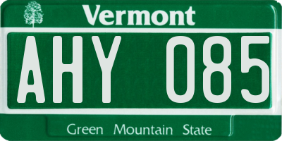 VT license plate AHY085