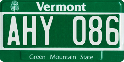VT license plate AHY086