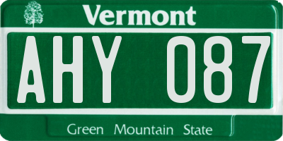 VT license plate AHY087