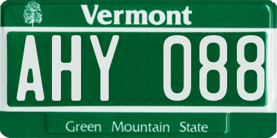 VT license plate AHY088