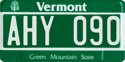 VT license plate AHY090