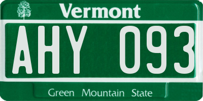 VT license plate AHY093