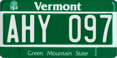 VT license plate AHY097