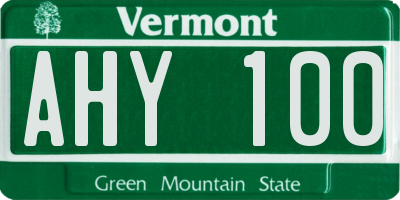VT license plate AHY100
