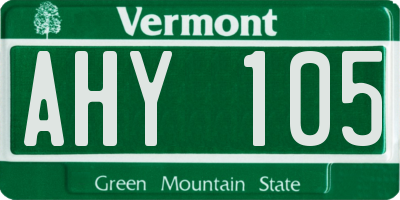 VT license plate AHY105