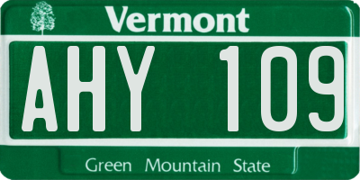 VT license plate AHY109