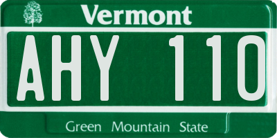 VT license plate AHY110