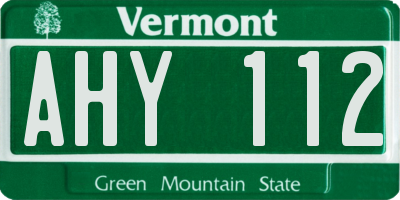 VT license plate AHY112