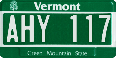 VT license plate AHY117