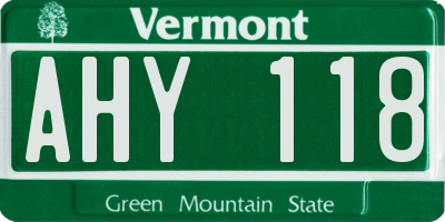 VT license plate AHY118