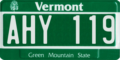 VT license plate AHY119