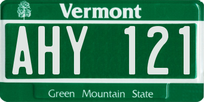 VT license plate AHY121