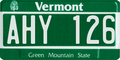 VT license plate AHY126