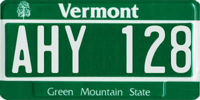 VT license plate AHY128