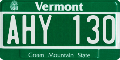 VT license plate AHY130