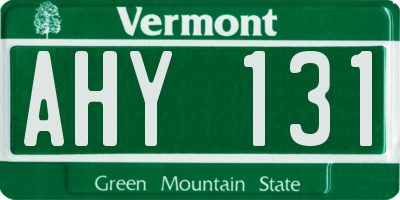 VT license plate AHY131