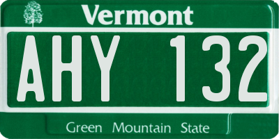 VT license plate AHY132