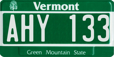 VT license plate AHY133