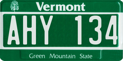 VT license plate AHY134