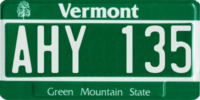 VT license plate AHY135