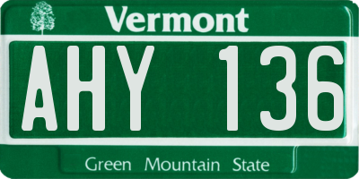 VT license plate AHY136
