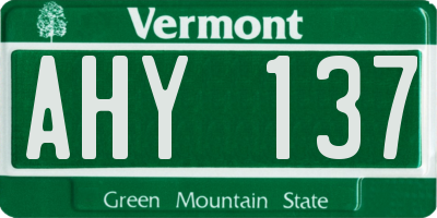 VT license plate AHY137