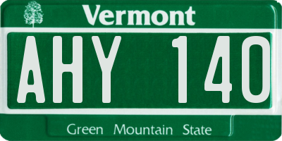 VT license plate AHY140